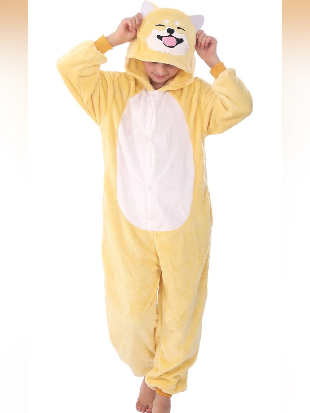 Yellow Hooded Shiba Inu Dog Animal Onesie super soft costume nwt